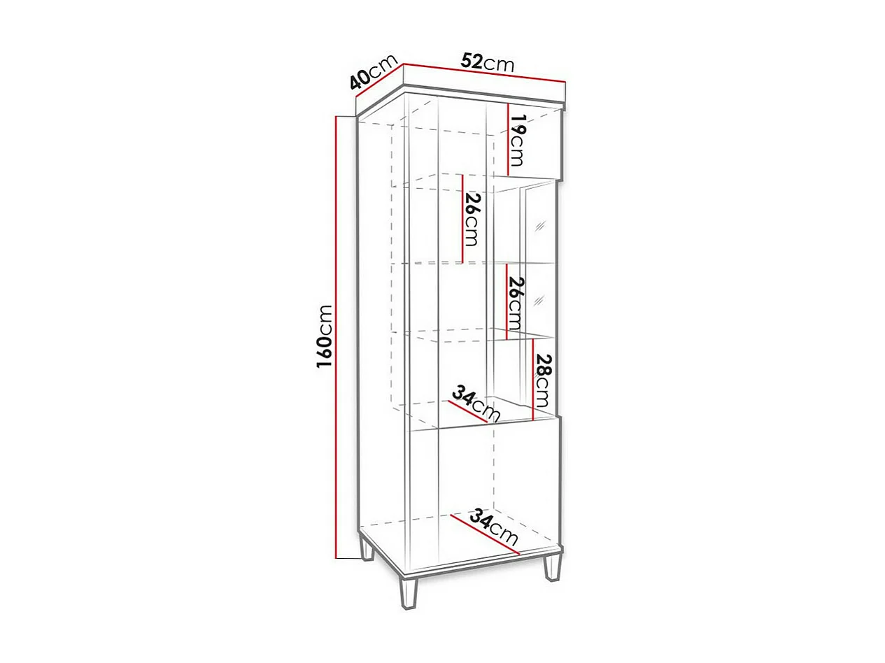 Estantería Livseri 109, Con puertas|Cerrable, Vidrio|Aglomerado laminado, 160x52x40cm