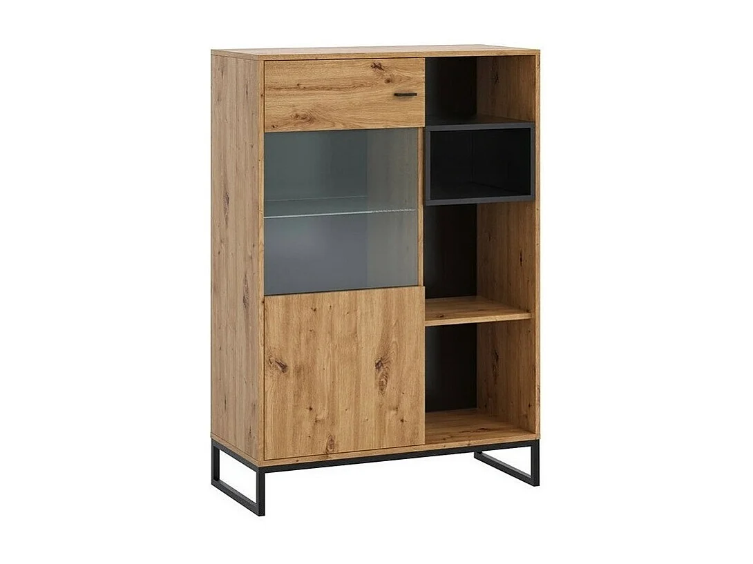 Aparador Baltesi 107, Negro|Roble Artisan, 130x90cm, Número de puertas: 240cm