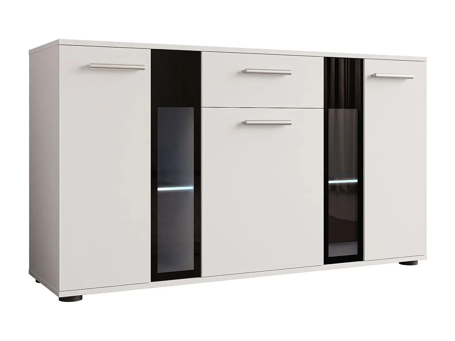 Commode Tucson 114, Blanc, Tiroirs et portes, Nombre de tiroirs: 1, 80x141x41cm