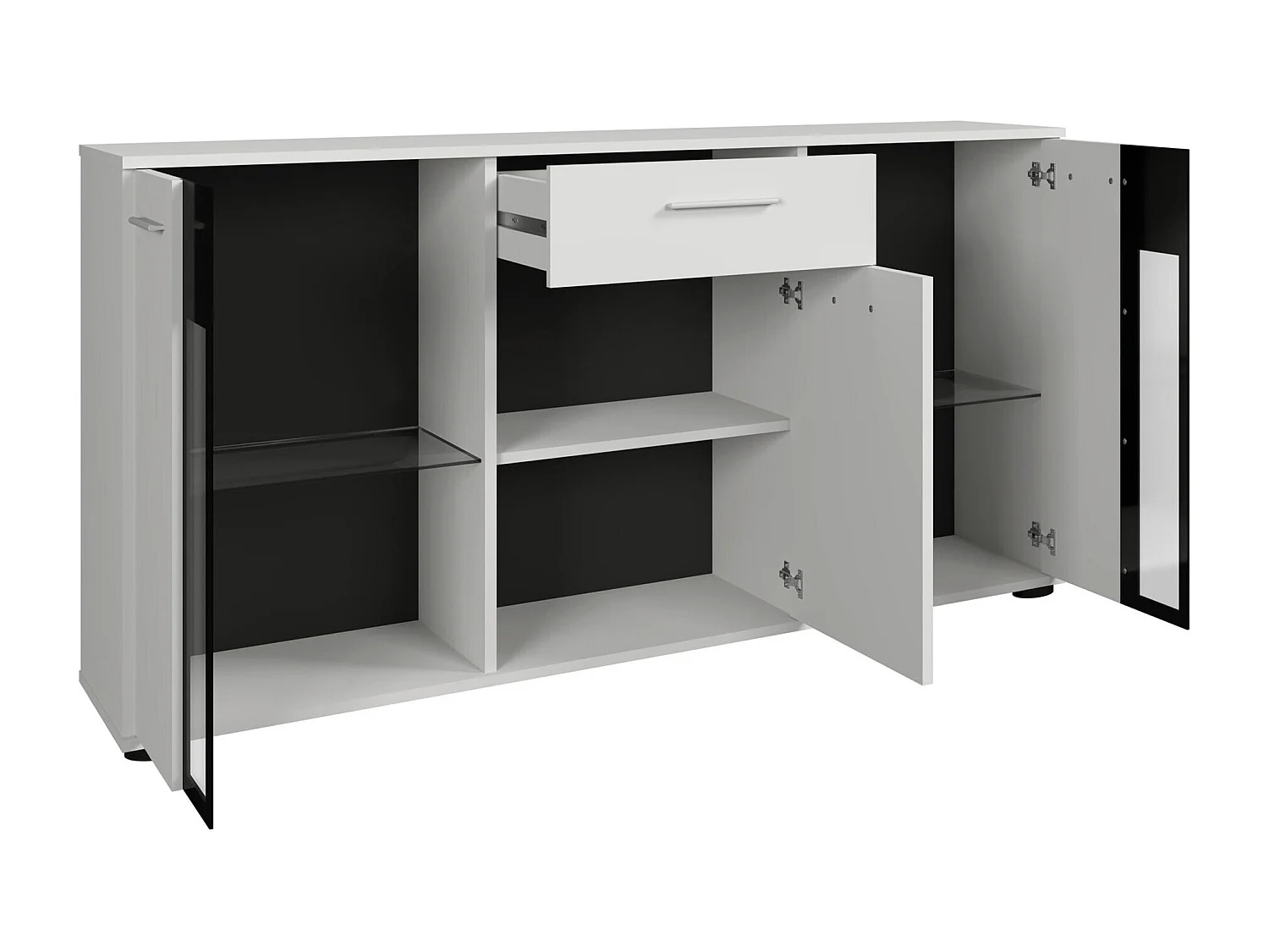 Commode Tucson 114, Blanc, Tiroirs et portes, Nombre de tiroirs: 1, 80x141x41cm