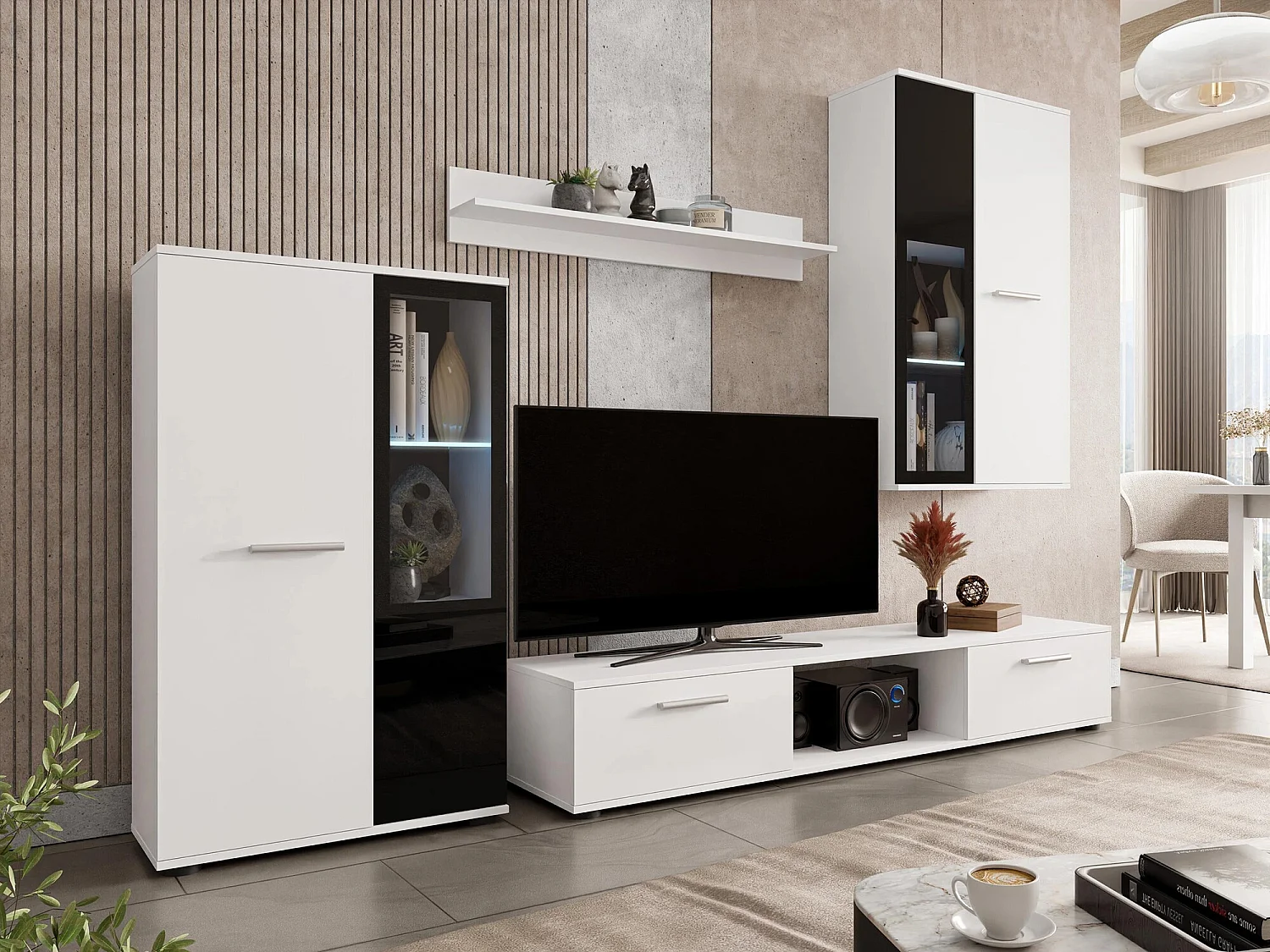 Commode Tucson 114, Blanc, Tiroirs et portes, Nombre de tiroirs: 1, 80x141x41cm