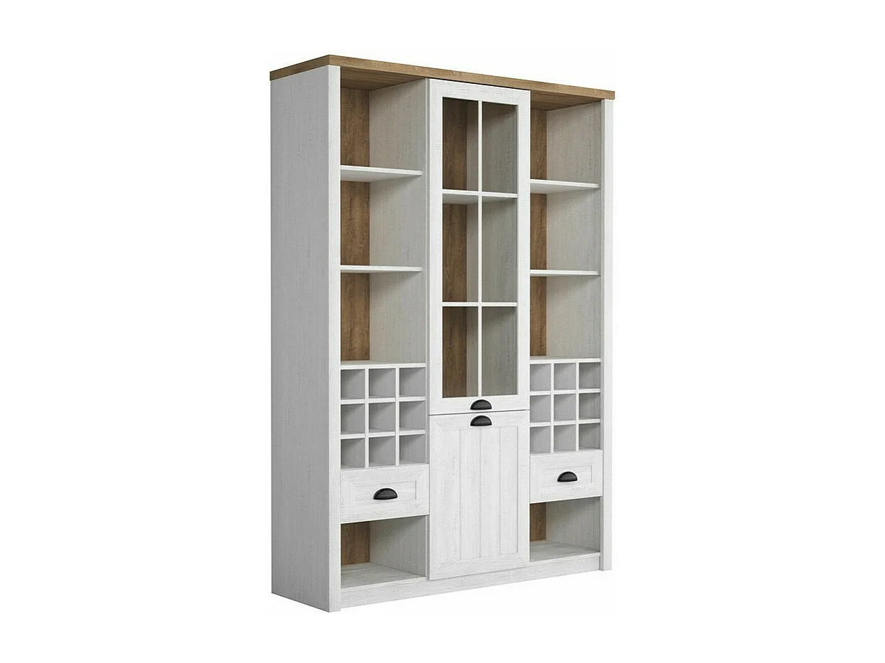 Estantería Ferdore 155, Cerrable|Con cajones|Con puertas, Vidrio|MDF|Aglomerado laminado