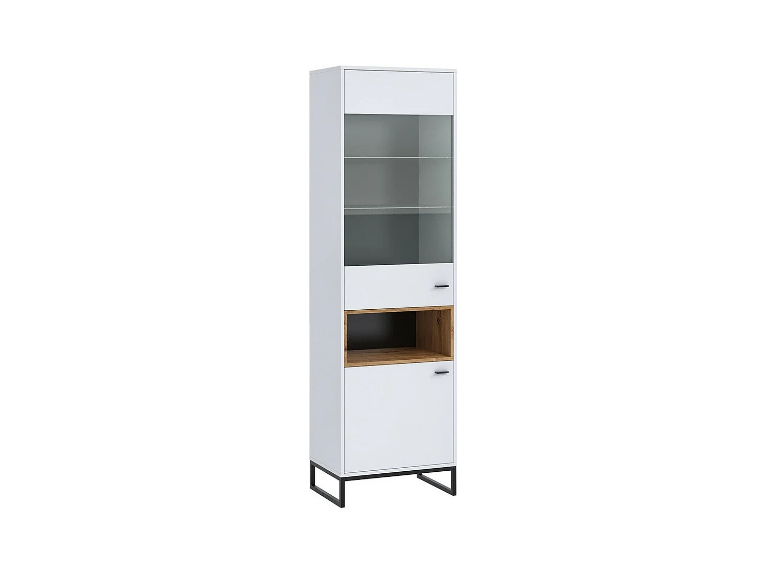 Étagère Baltesi 120, Fermé|Avec des portes, Stratifié|Verre trempé, 202x60x40cm