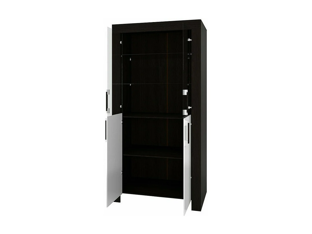 Estantería Melfeli 101, Cerrable|Con puertas, Vidrio|Aglomerado laminado, 201x100x42cm