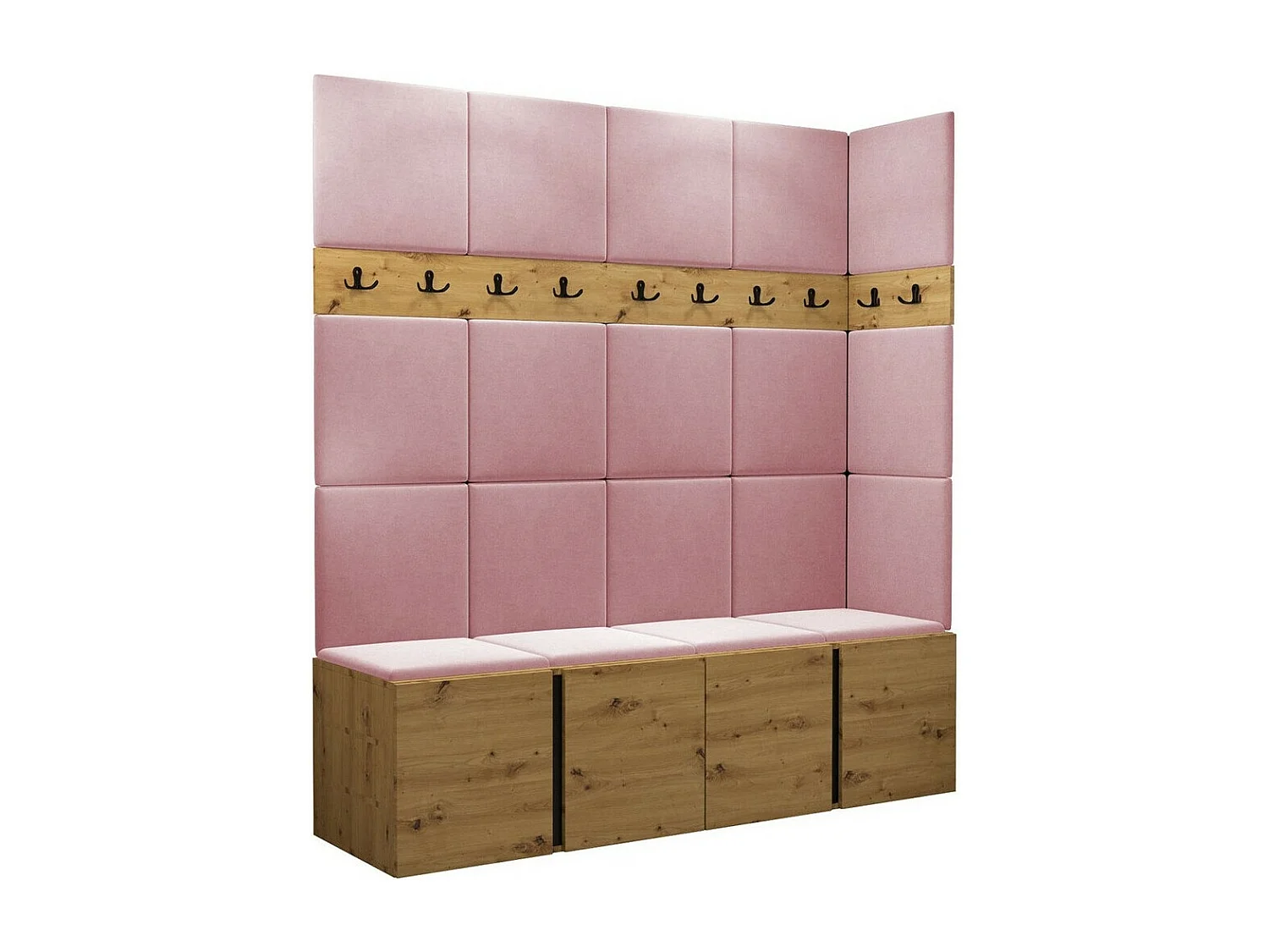 Meuble d'entrée Hartford 265, 186x168x46cm, Chêne Artisan, Tissu|Stratifié