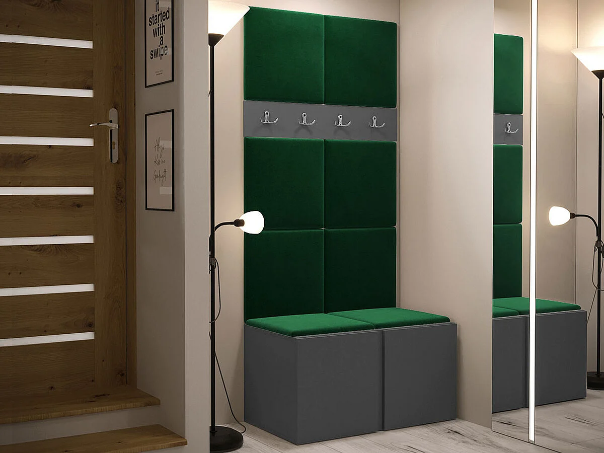 Meuble d'entrée Hartford 267, 186x84x44cm, Graphite, Tapisserie|Stratifié