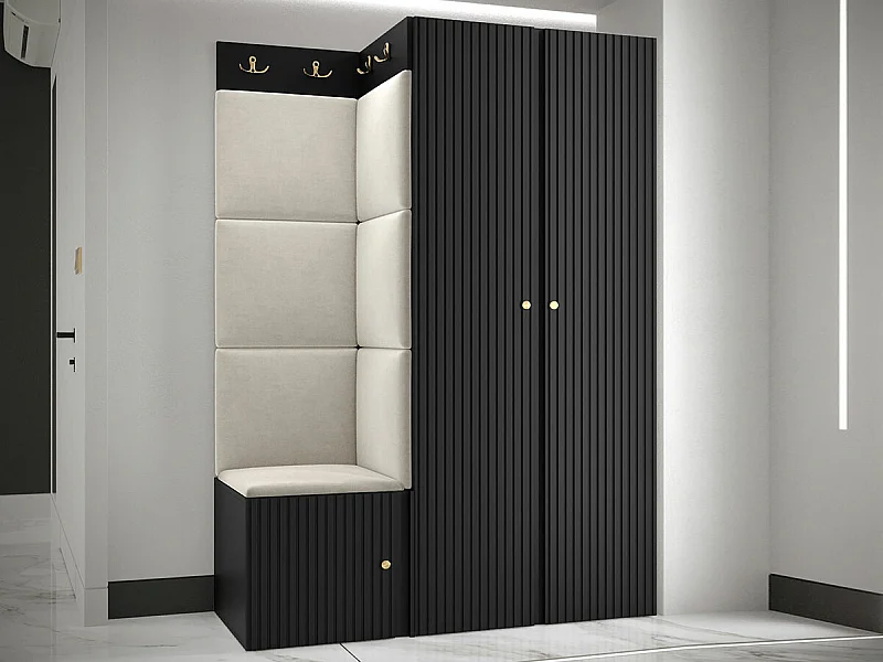 Conjunto pasillo Hartford 387, 186x116x46cm, De color marrón claro|Negro