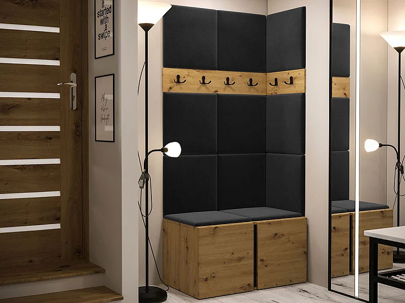 Conjunto pasillo Hartford 264, 186x84x46cm, Roble Artisan, Tapiz|Aglomerado laminado