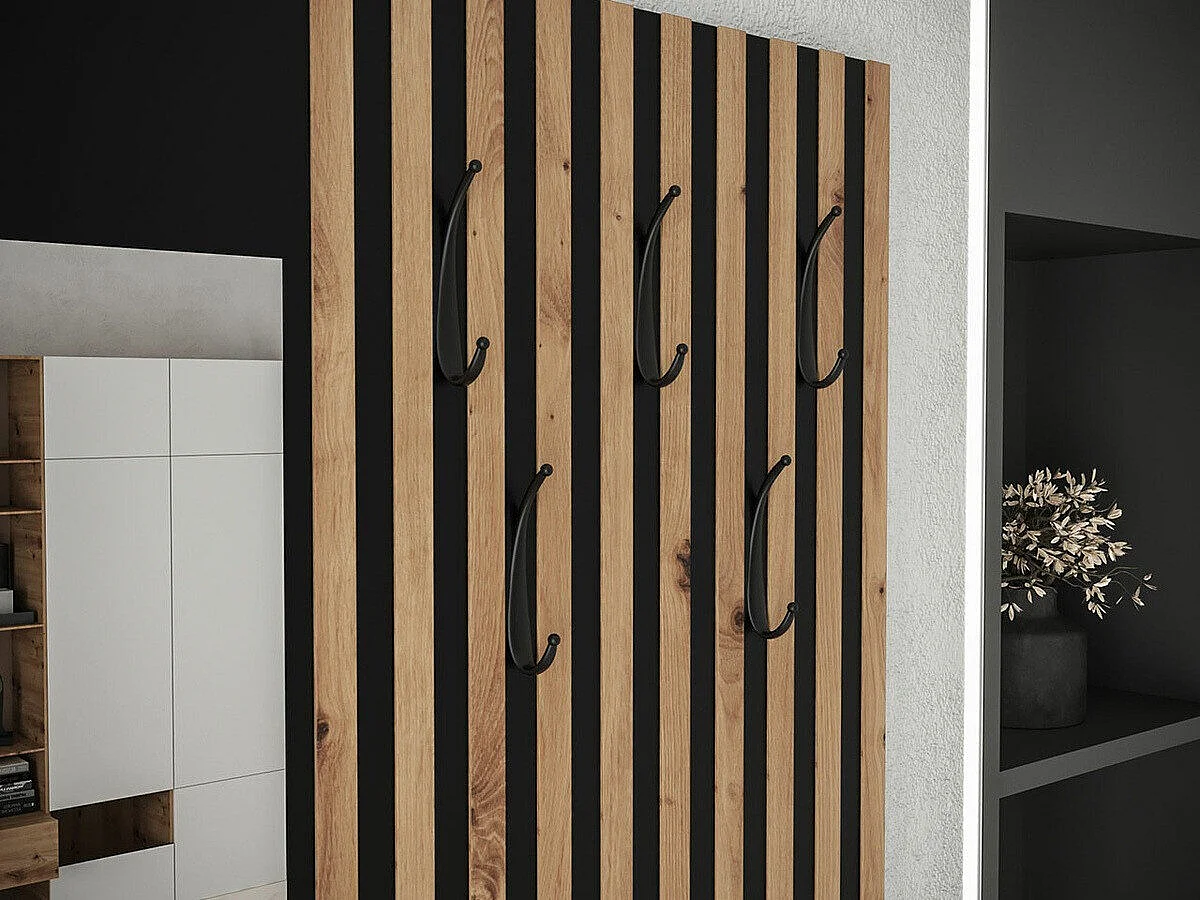 Meuble d'entrée Hartford 322, 205x172x42cm, Disponible, Chêne Artisan|Noir, À poser