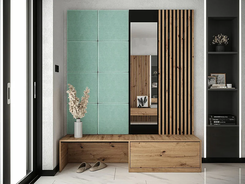 Meuble d'entrée Hartford 322, 205x172x42cm, Disponible, Chêne Artisan|Noir, À poser