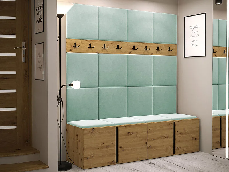 Conjunto pasillo Hartford 268, 186x168x46cm, Roble Artisan, Aglomerado laminado|Tapiz