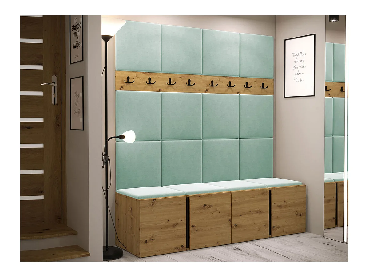 Meuble d'entrée Hartford 268, 186x168x46cm, Chêne Artisan, Stratifié|Tapisserie