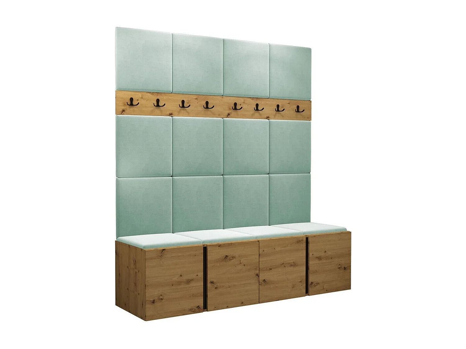 Meuble d'entrée Hartford 268, 186x168x46cm, Chêne Artisan, Tissu|Stratifié