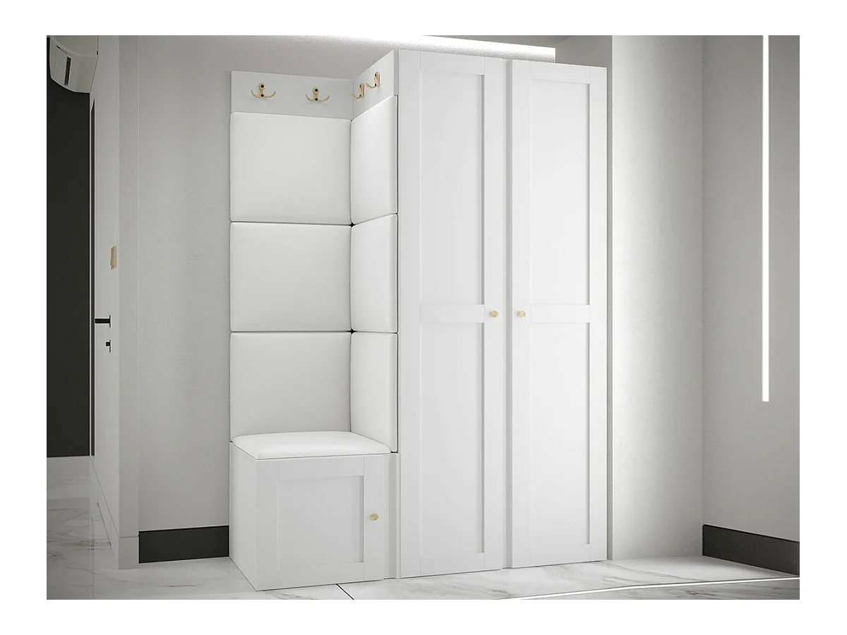 Set mobili da ingresso Hartford 379, 186x116x46cm, Bianco, Da terra|Montaggio a parete