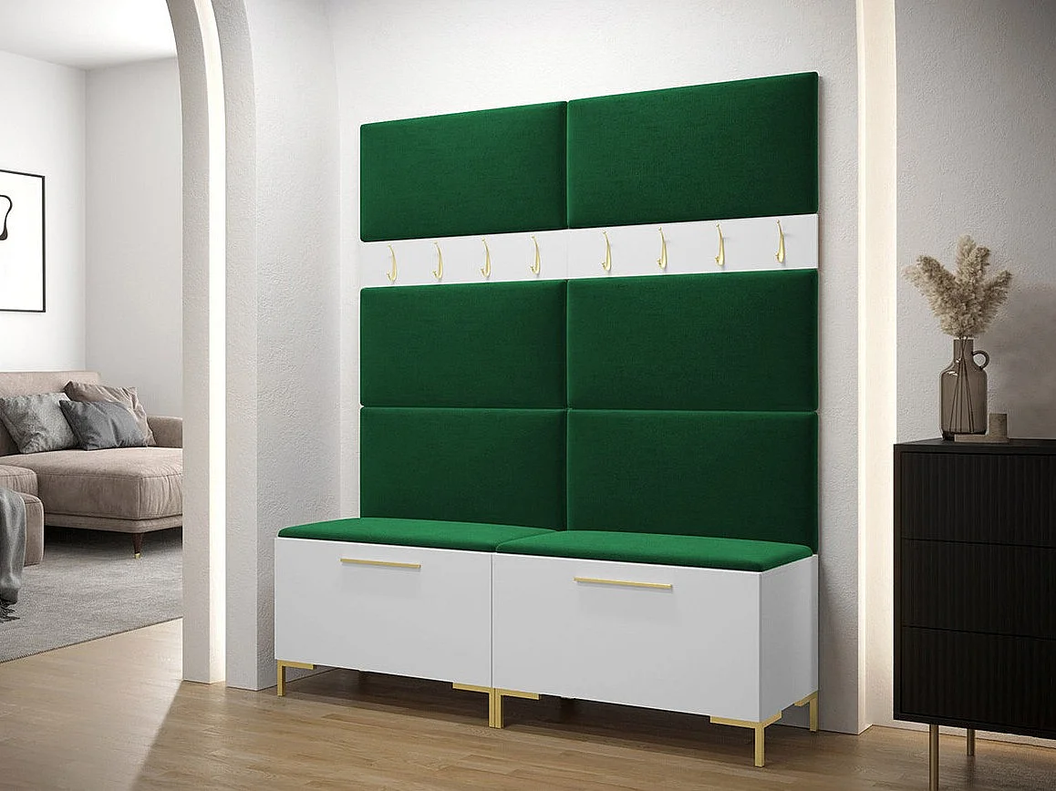 Set mobili da ingresso Hartford F101, 196x168x46cm, Bianco, Arazzo|Truciolare laminato