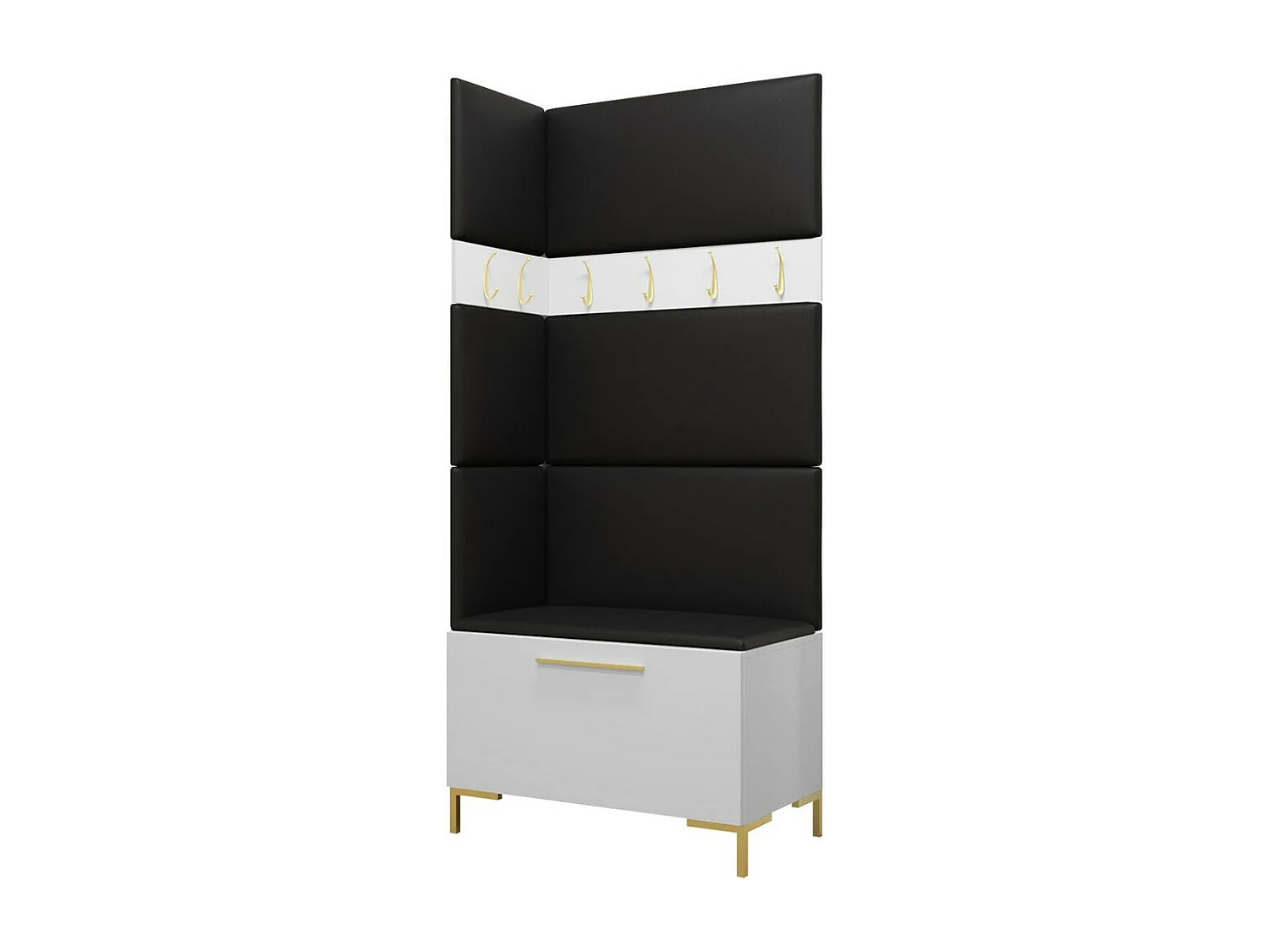 Conjunto pasillo Hartford F103, 196x84x46cm, Blanco, Cuero ecológico|Aglomerado laminado