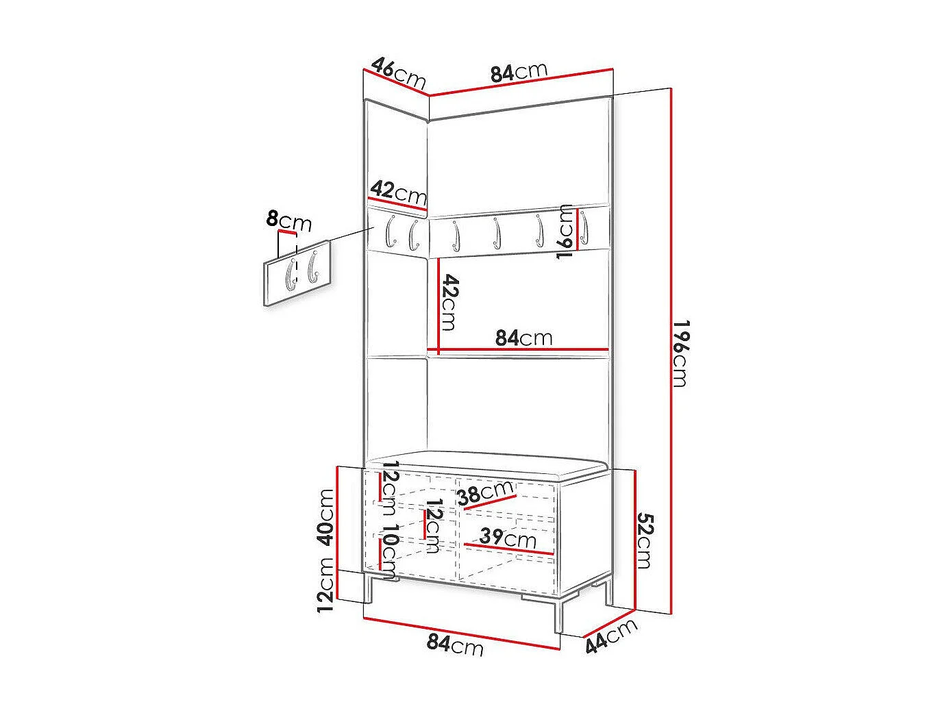 Conjunto para corredor Tivsoa 103, Couro Ecológico, 20x8x5cm