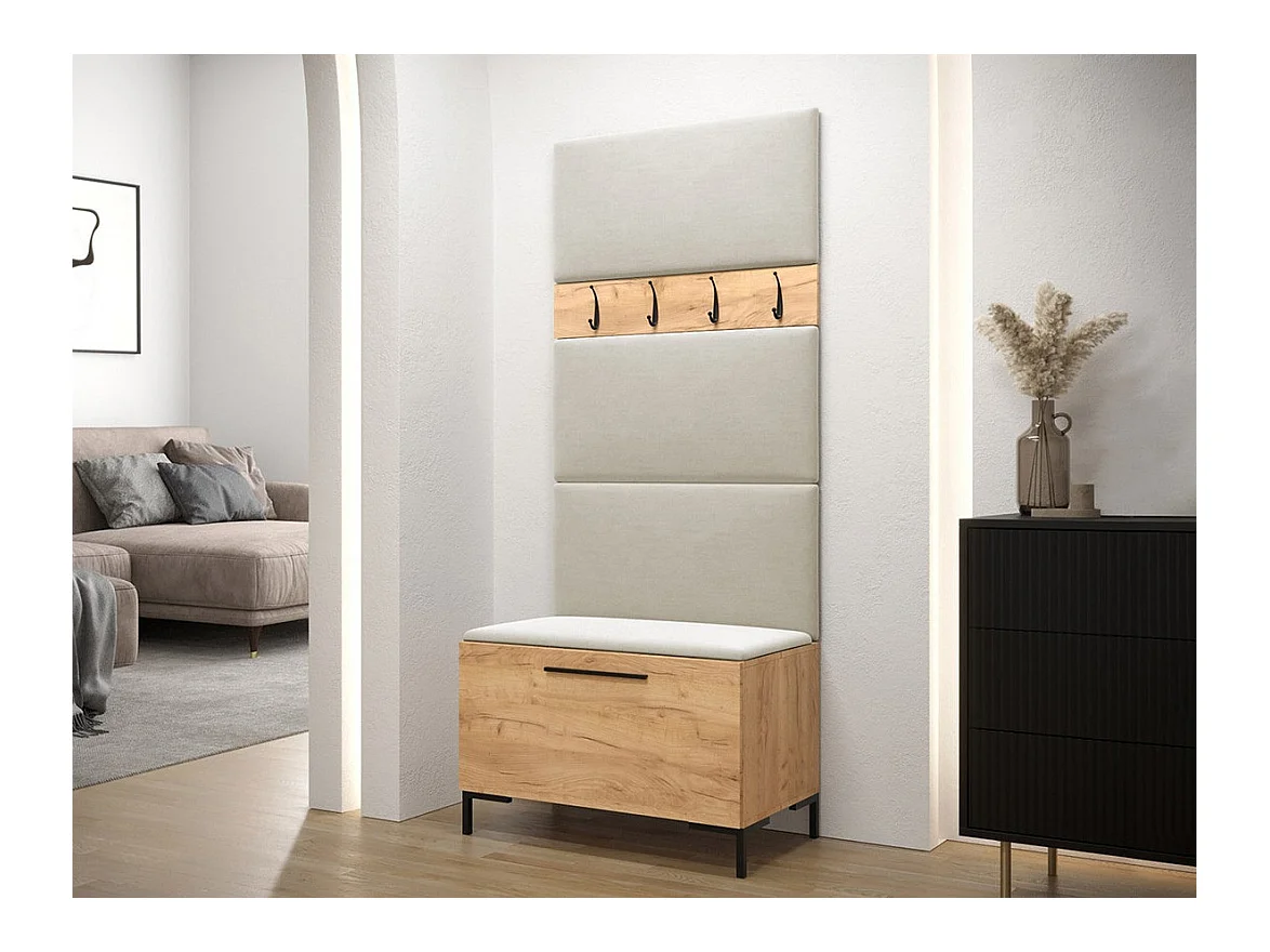 Conjunto pasillo Hartford F102, 196x84x46cm, Craft roble, Tapiz|Aglomerado laminado