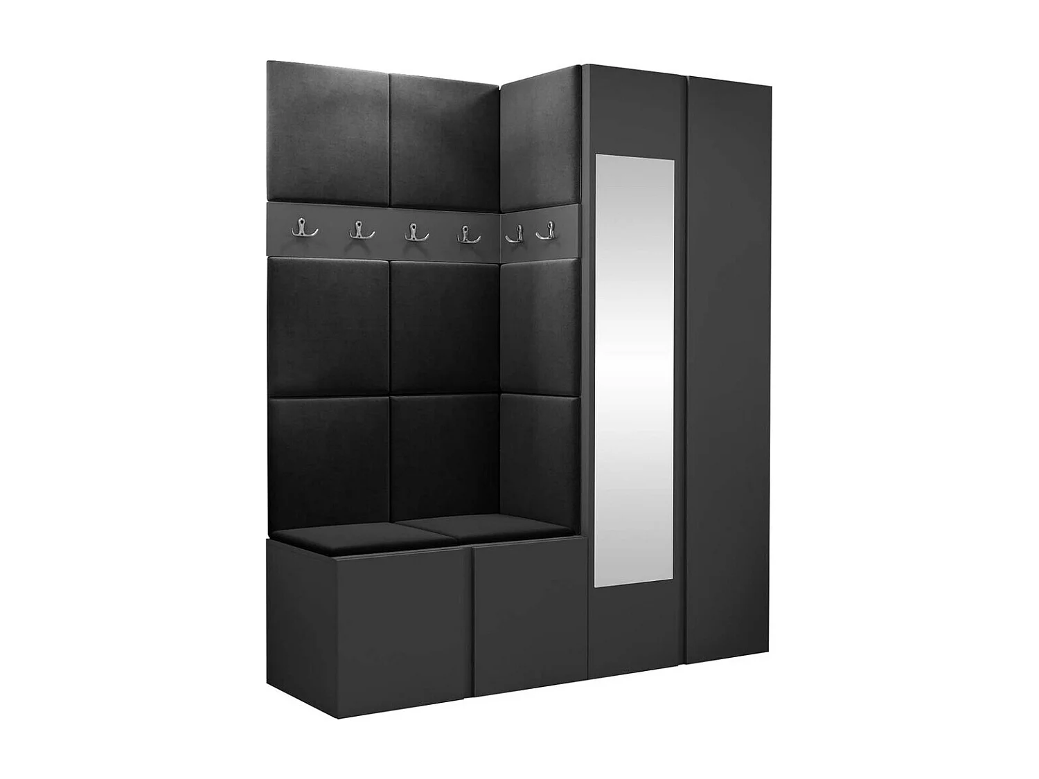 Meuble d'entrée Hartford 278, 186x158x46cm, Disponible, Graphite, Tissu|Stratifié