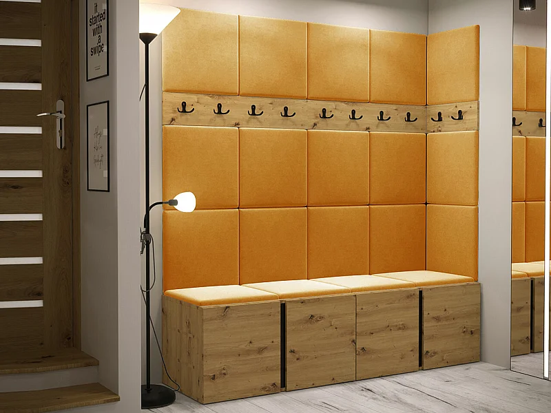 Conjunto pasillo Hartford 265, 186x168x46cm, Roble Artisan, Aglomerado laminado|Tapiz