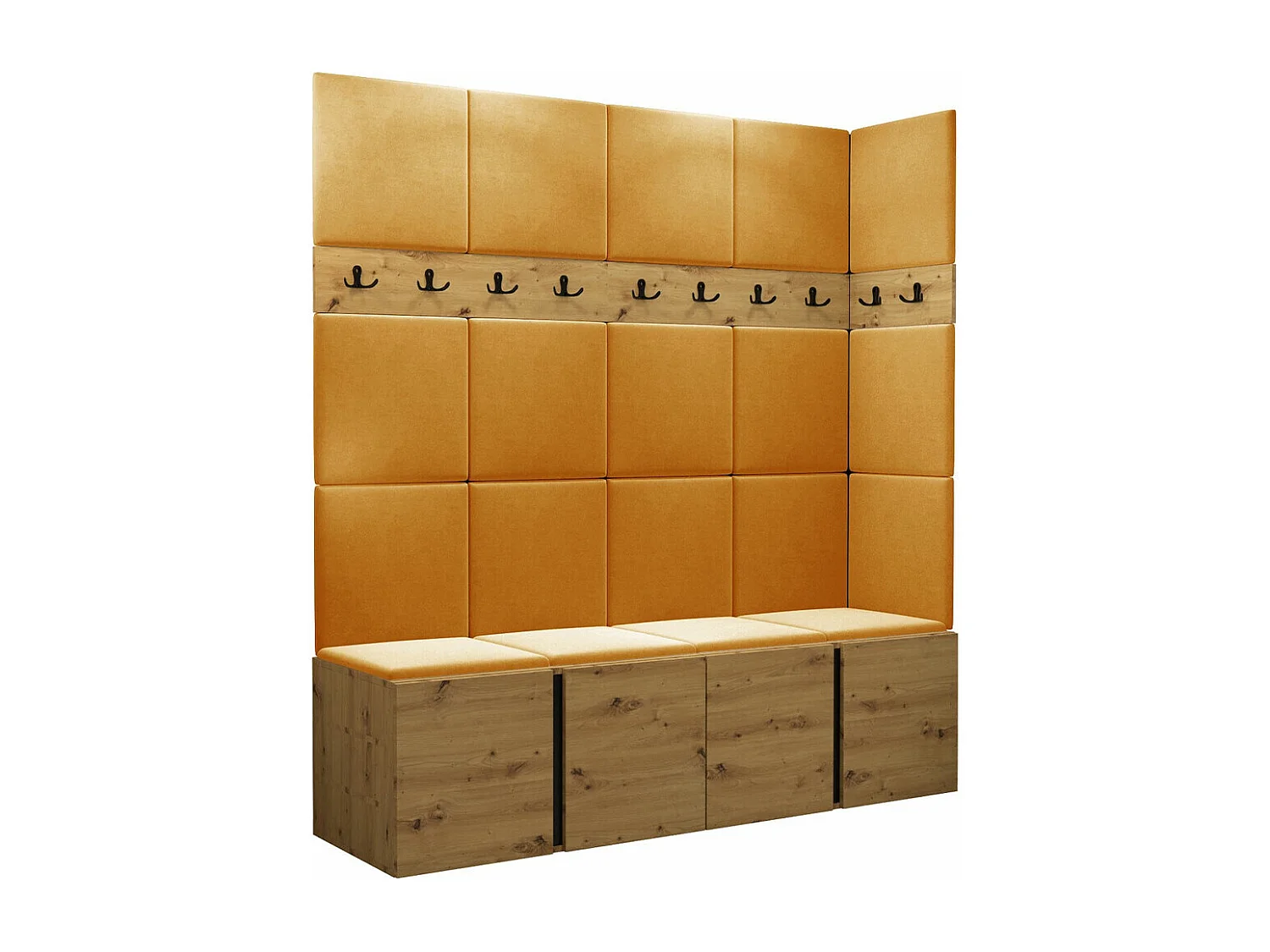 Conjunto pasillo Hartford 265, 186x168x46cm, Roble Artisan, Aglomerado laminado|Tapiz