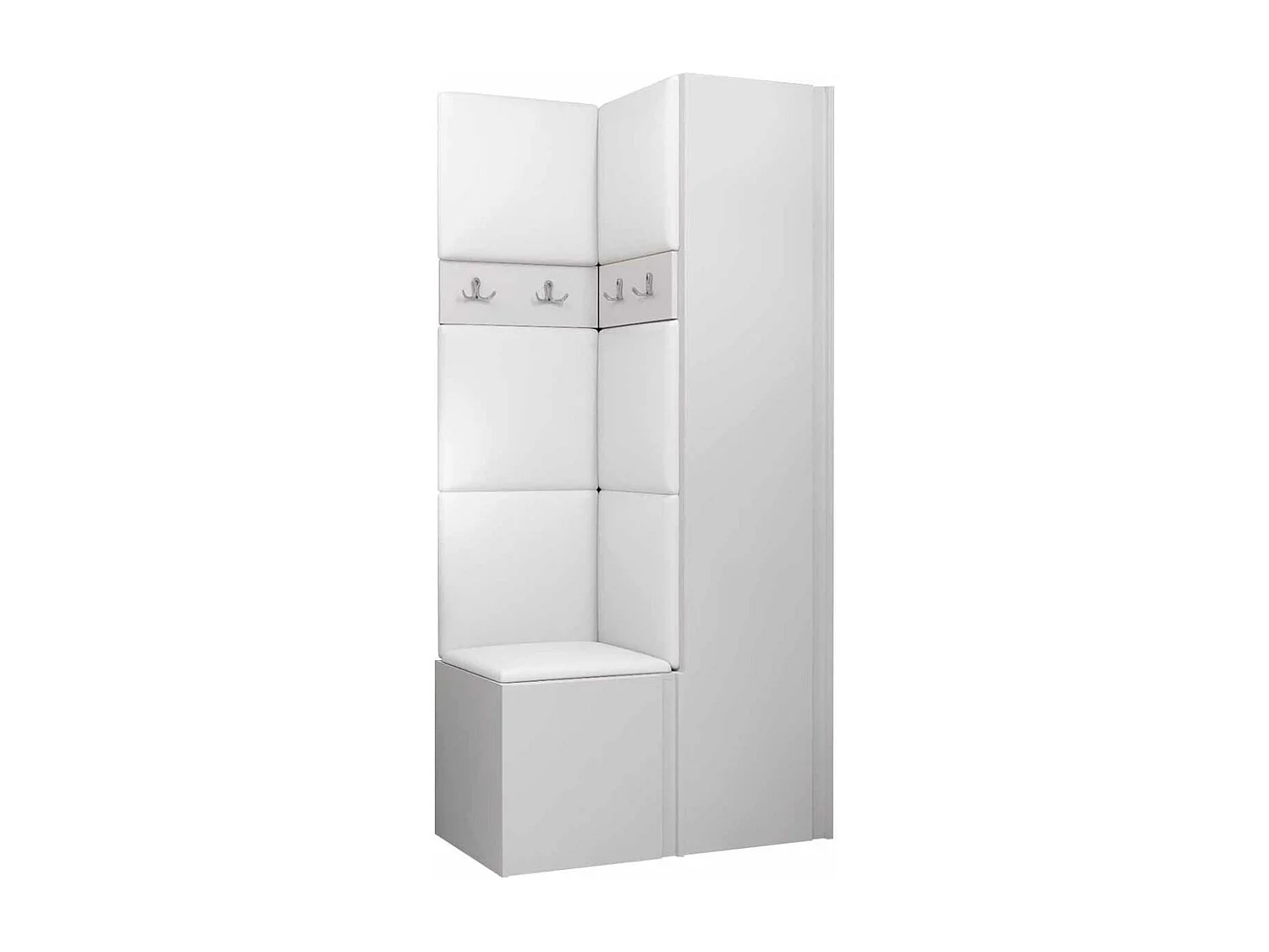 Meuble d'entrée Hartford 348, 186x82x44cm, Blanc, Stratifié|Faux cuir