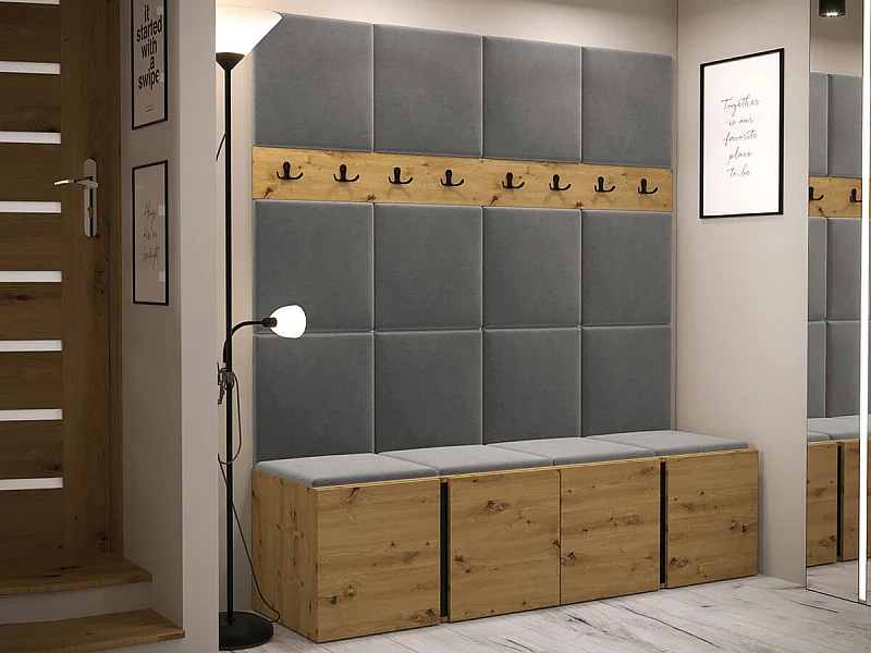 Conjunto pasillo Hartford 268, 186x168x46cm, Roble Artisan, Aglomerado laminado|Tapiz