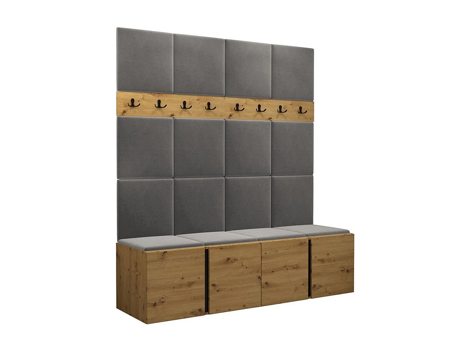 Conjunto pasillo Hartford 268, 186x168x46cm, Roble Artisan, Aglomerado laminado|Tapiz