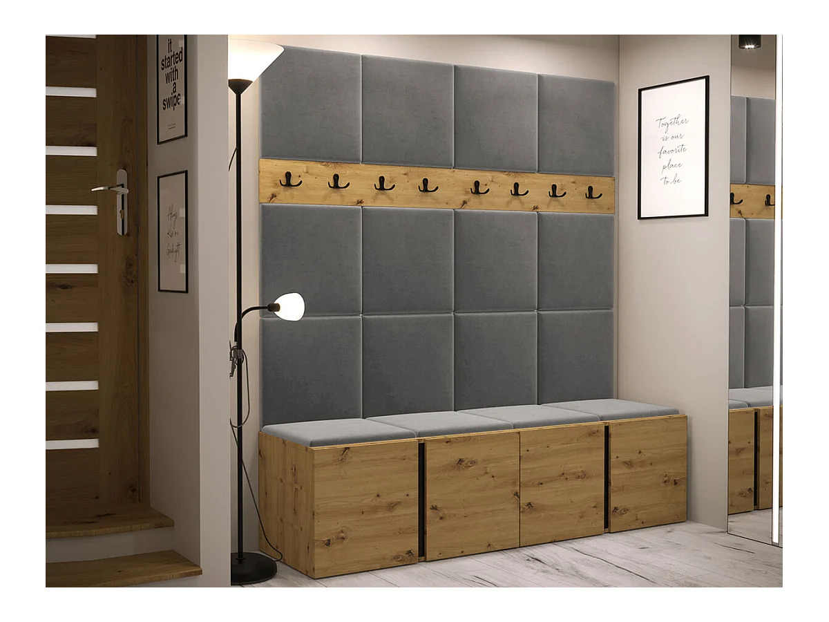 Meuble d'entrée Hartford 268, 186x168x46cm, Chêne Artisan, Stratifié|Tapisserie