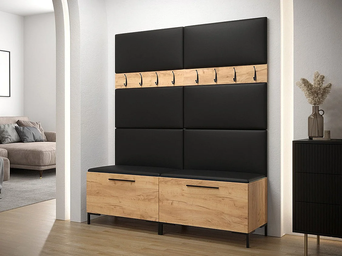 Meuble d'entrée Tivsoa 101, 196x168x46cm, Craft chêne, Stratifié|Faux cuir