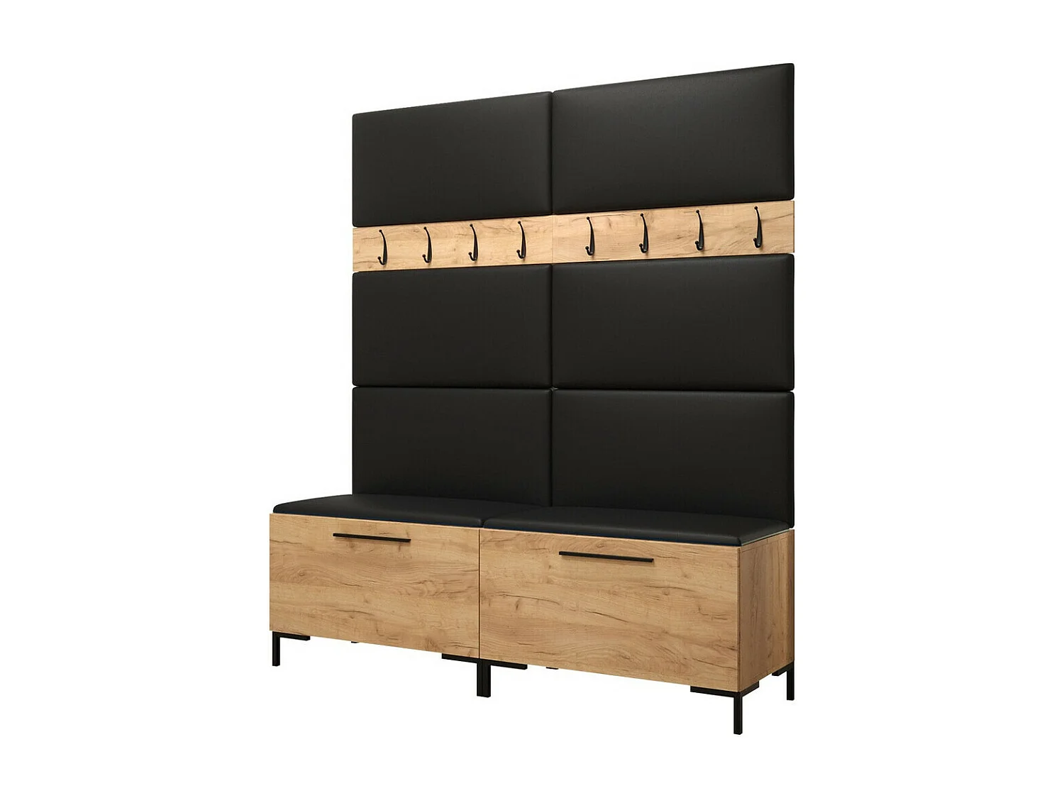 Meuble d'entrée Tivsoa 101, 196x168x46cm, Craft chêne, Stratifié|Faux cuir