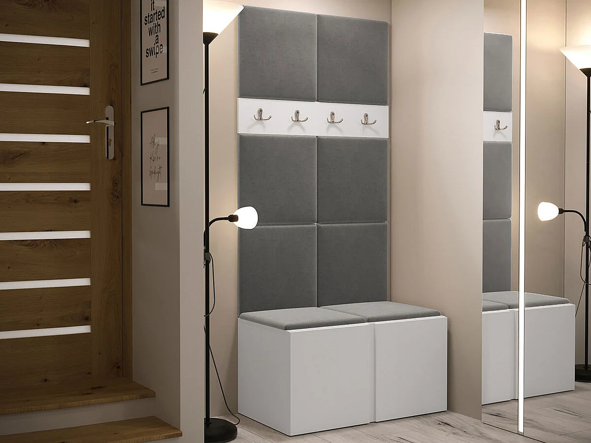 Conjunto pasillo Hartford 267, 186x84x46cm, Blanco, Aglomerado laminado|Tapiz