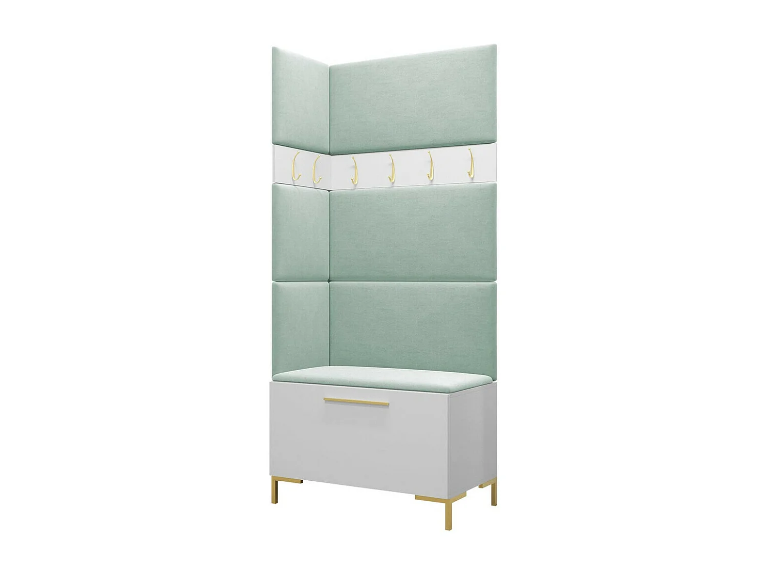 Meuble d'entrée Tivsoa 103, 196x84x46cm, Blanc, Tissu|Stratifié, Murale|À poser