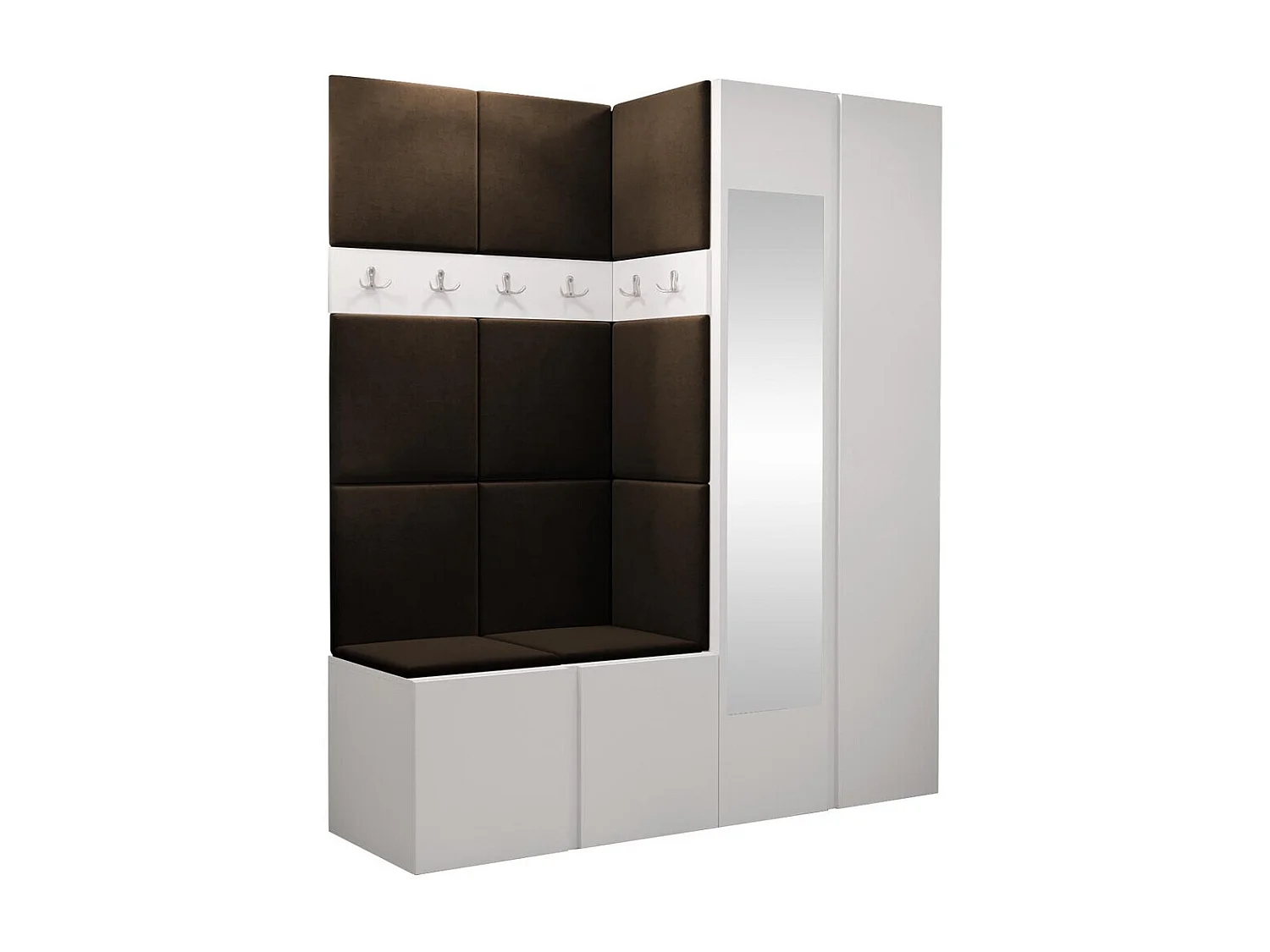 Conjunto pasillo Hartford 278, 186x158x46cm, Espejo, Marrón|Blanco