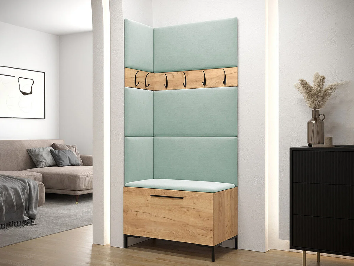 Conjunto pasillo Hartford F103, 196x84x46cm, Craft roble, Tapiz|Aglomerado laminado