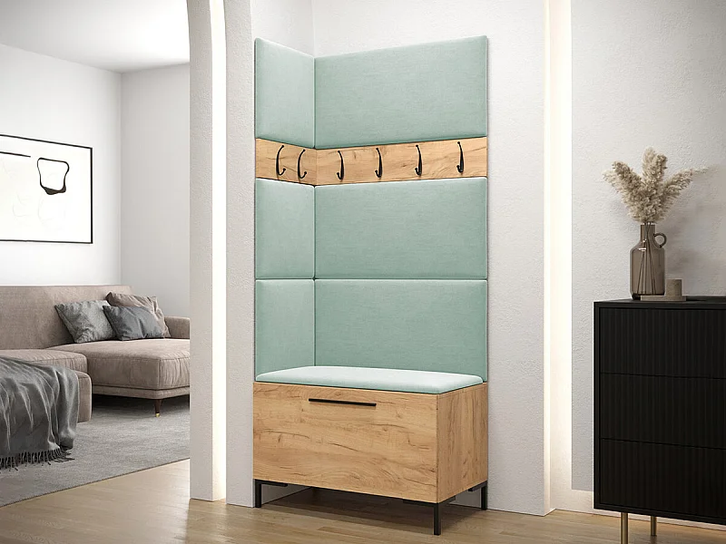 Conjunto pasillo Hartford F103, 196x84x46cm, Craft roble, Tapiz|Aglomerado laminado