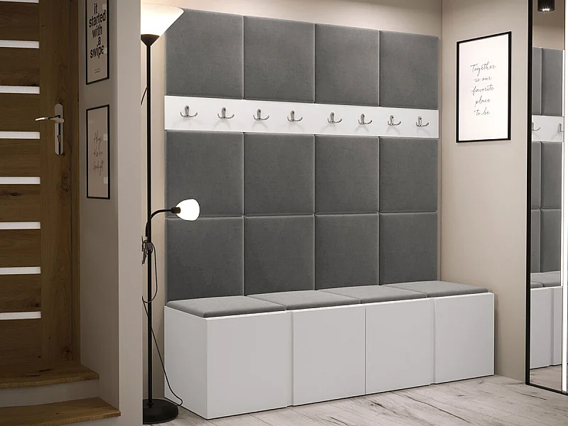 Meuble d'entrée Hartford 268, 186x168x46cm, Blanc, Stratifié|Tapisserie