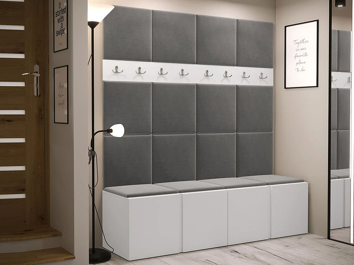 Conjunto pasillo Hartford 268, 186x168x46cm, Blanco, Aglomerado laminado|Tapiz