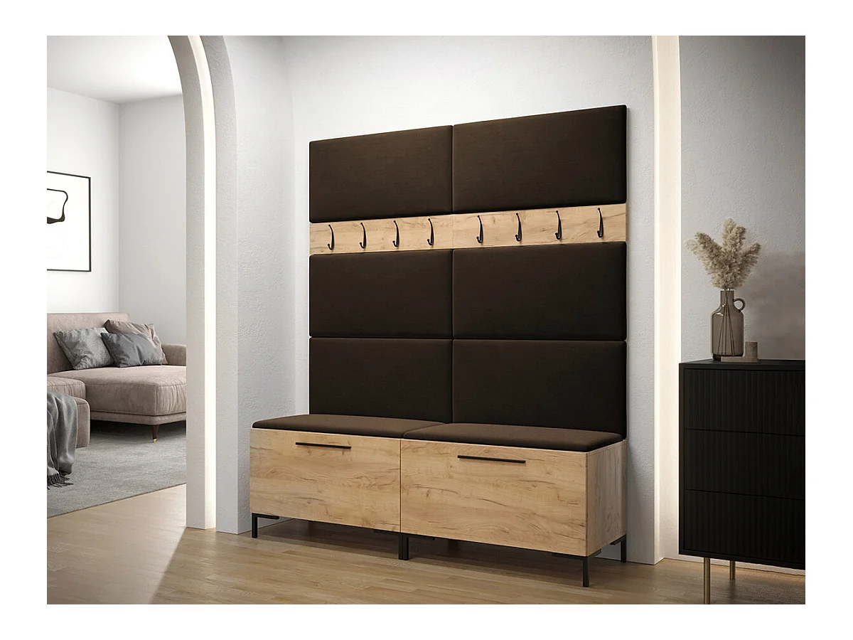 Conjunto pasillo Hartford F101, 196x168x46cm, Craft roble|Marrón oscuro