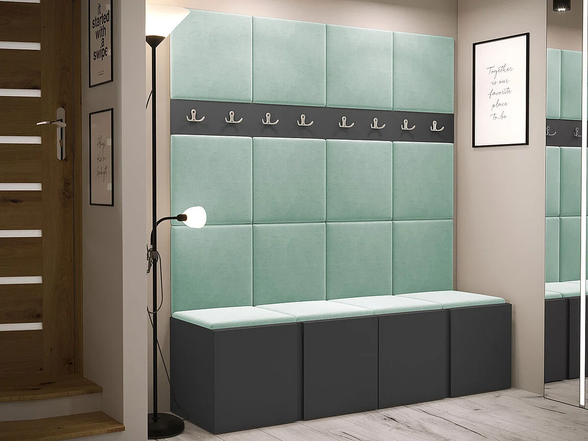 Meuble d'entrée Hartford 268, 186x168x46cm, Graphite, Tapisserie|Stratifié