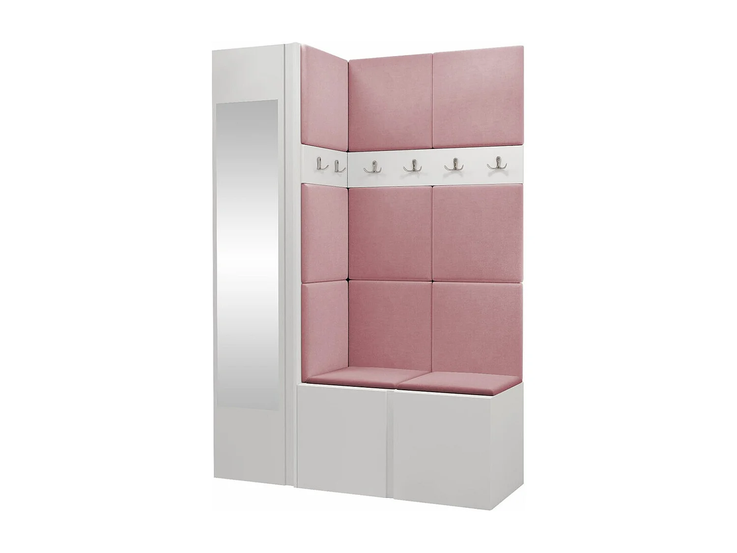 Conjunto pasillo Hartford 277, 186x124x46cm, Espejo, Blanco, Aglomerado laminado|Tapiz