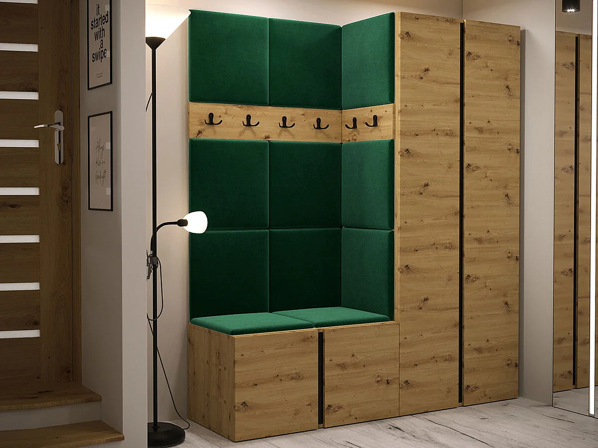 Conjunto pasillo Hartford 266, 186x158x46cm, Roble Artisan, Aglomerado laminado|Tapiz