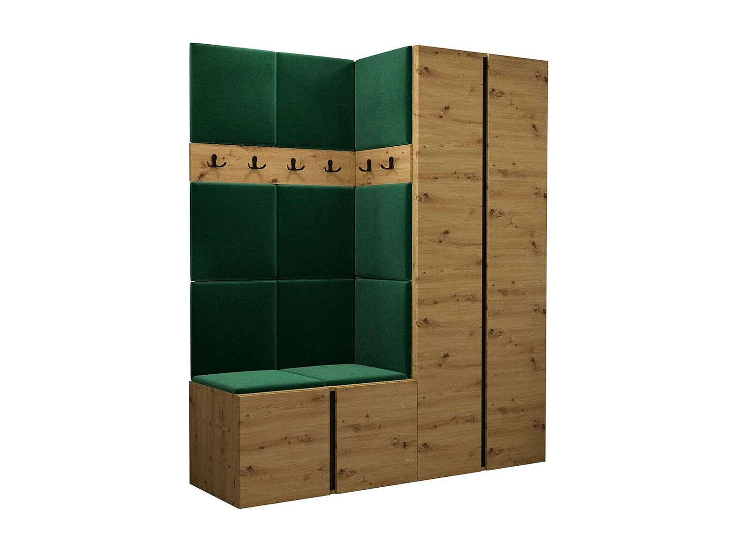 Conjunto pasillo Hartford 266, 186x158x46cm, Roble Artisan, Aglomerado laminado|Tapiz