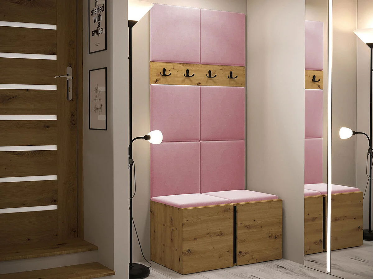 Conjunto pasillo Hartford 267, 186x84x46cm, Roble Artisan, Aglomerado laminado|Tapiz