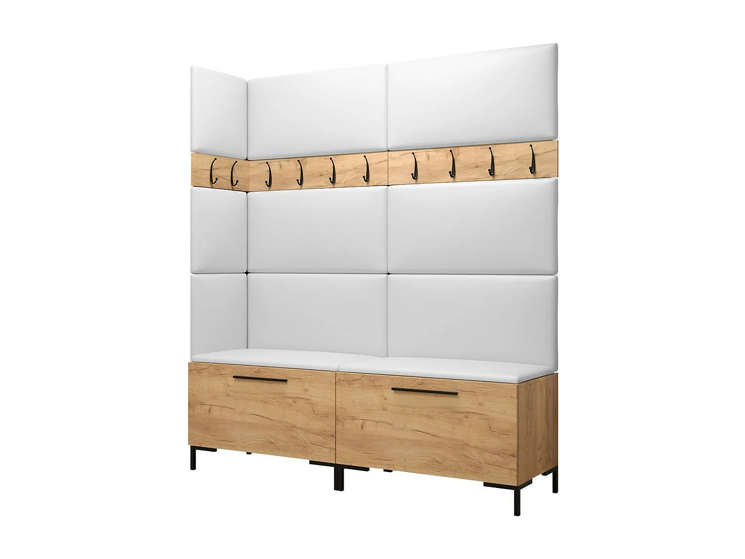 Meuble d'entrée Tivsoa 104, 196x168x46cm, Craft chêne, Faux cuir|Stratifié