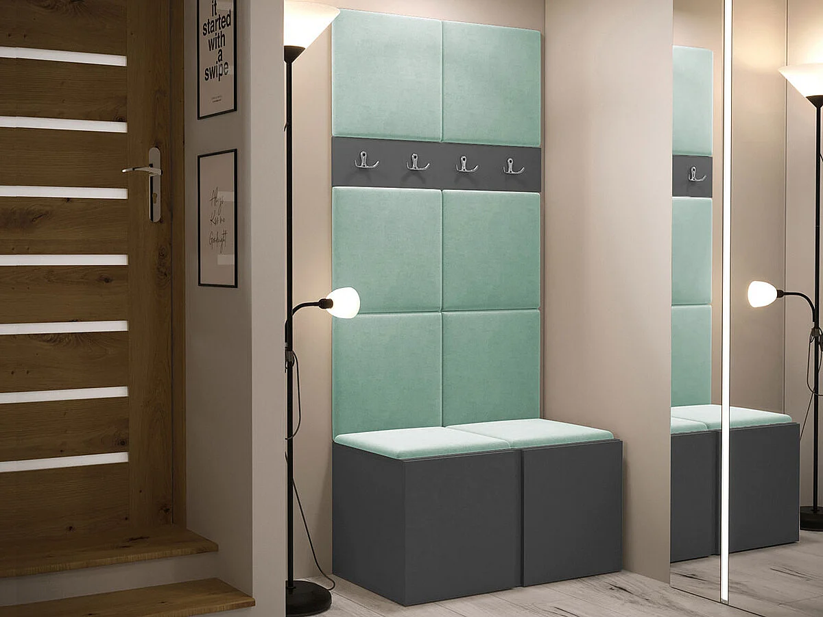 Meuble d'entrée Hartford 267, 186x84x44cm, Graphite, Tapisserie|Stratifié