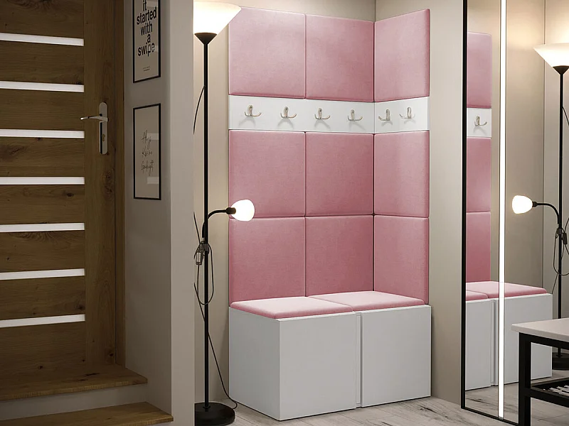 Meuble d'entrée Hartford 264, 186x84x46cm, Blanc, Tapisserie|Stratifié