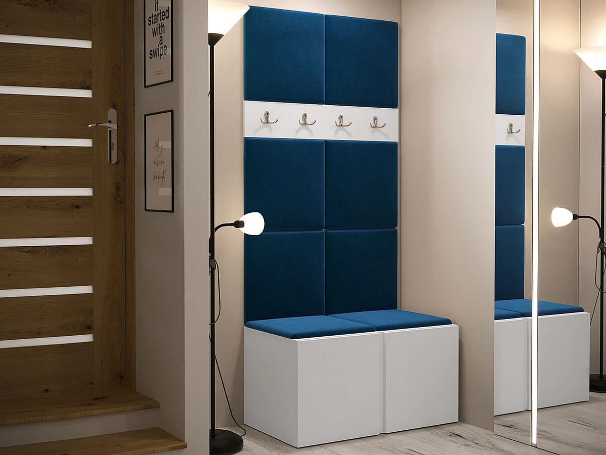 Meuble d'entrée Hartford 267, 186x84x44cm, Blanc, Tapisserie|Stratifié