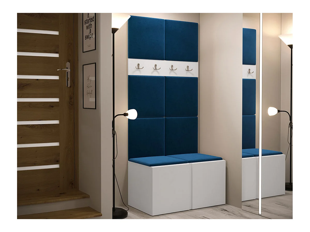 Meuble d'entrée Hartford 267, 186x84x44cm, Blanc, Stratifié|Tapisserie