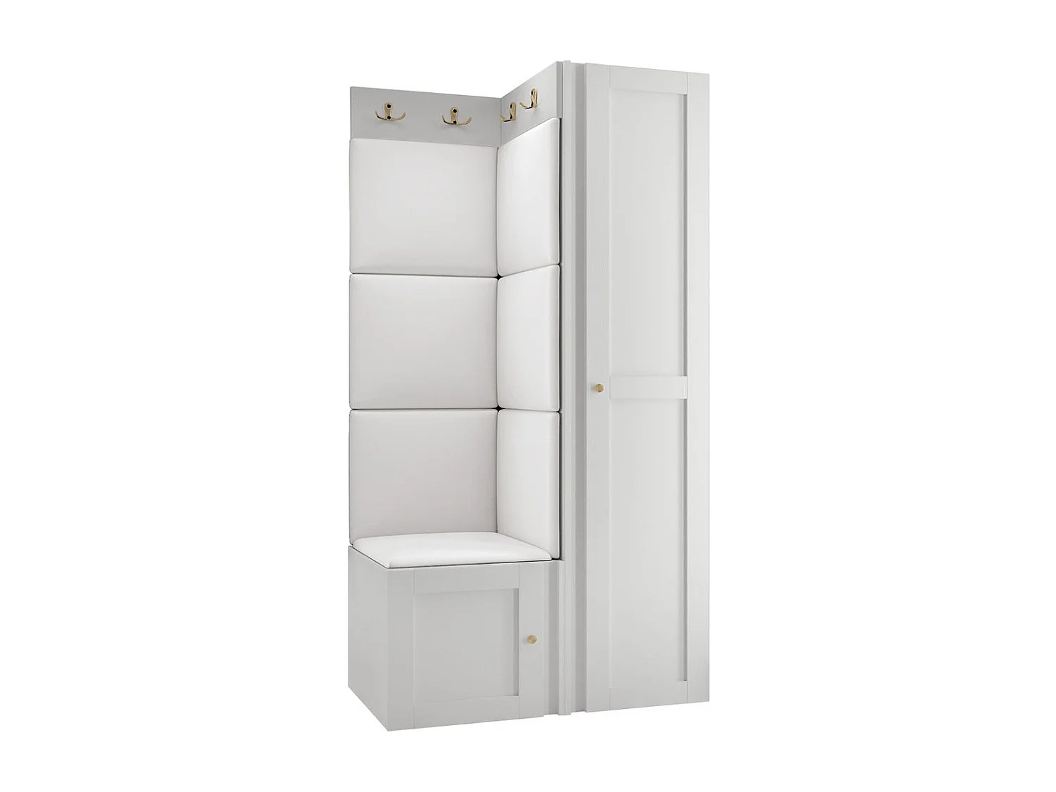 Meuble d'entrée Hartford 381, 186x82x46cm, Blanc, MDF|Stratifié|Faux cuir